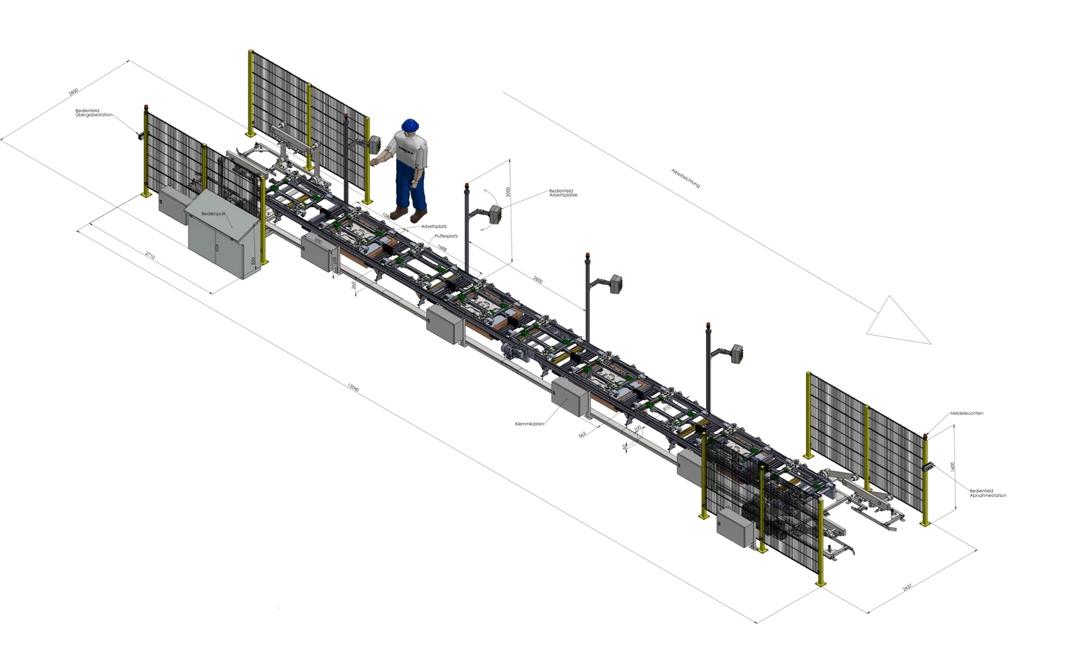 Batteriespeicher-Montagelinie mit Scherenhubbühne – TOSOMA Maschinenbau